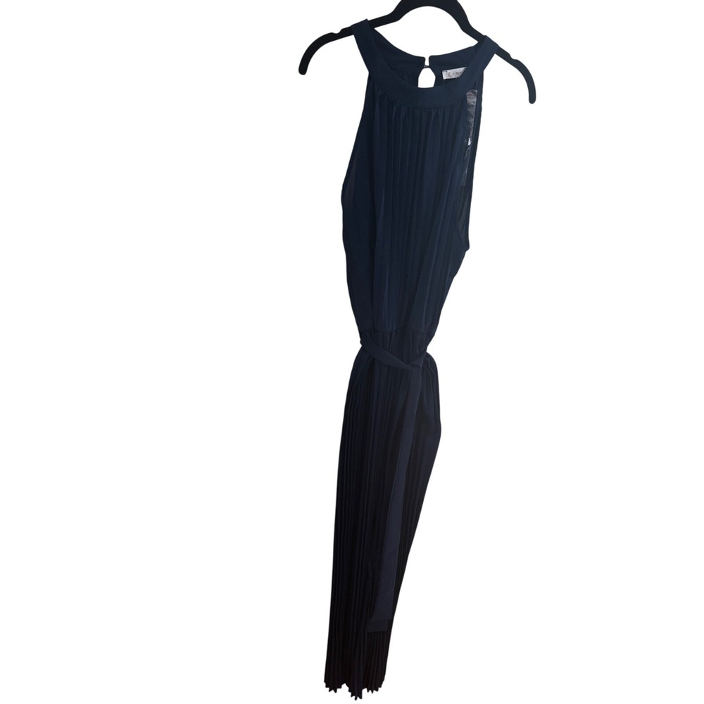 Kirundo Pleated Jumpsuit Halter Neck Tie Waist Sleeveless Navy Size XL NWT